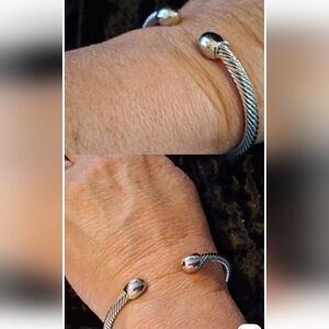 Silver Stainless Women's Magnet Cuff Bracelet.